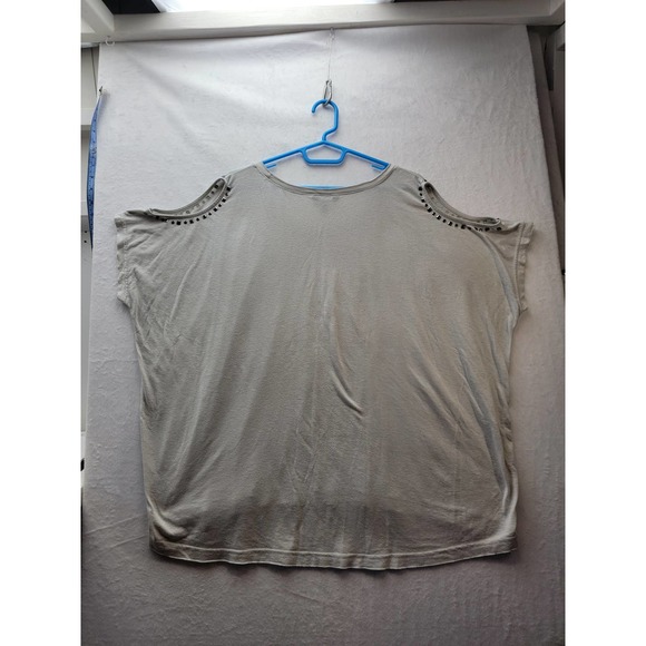 Rock & Republic Womens Studded Cold Shoulder Eagle Knit Short Sleeve Top, SZ3X - Picture 5 of 7